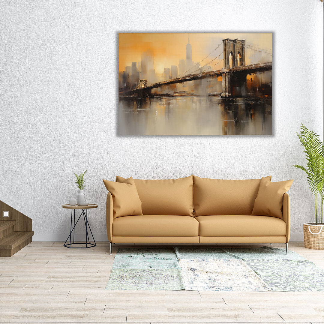 NYC Bridge in Oil - Canvas Print Wall Art