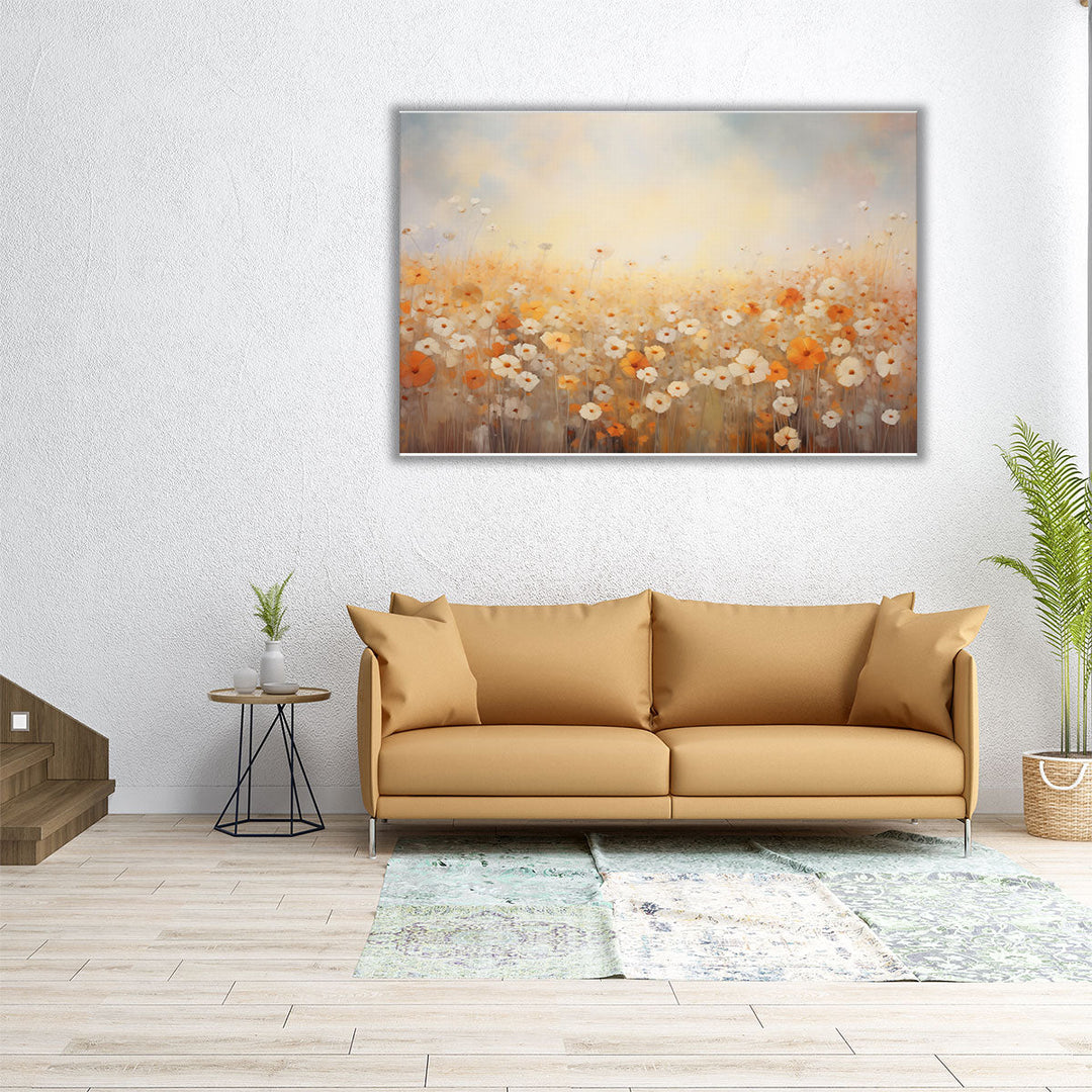 Sunlit Meadow Symphony - Canvas Print Wall Art