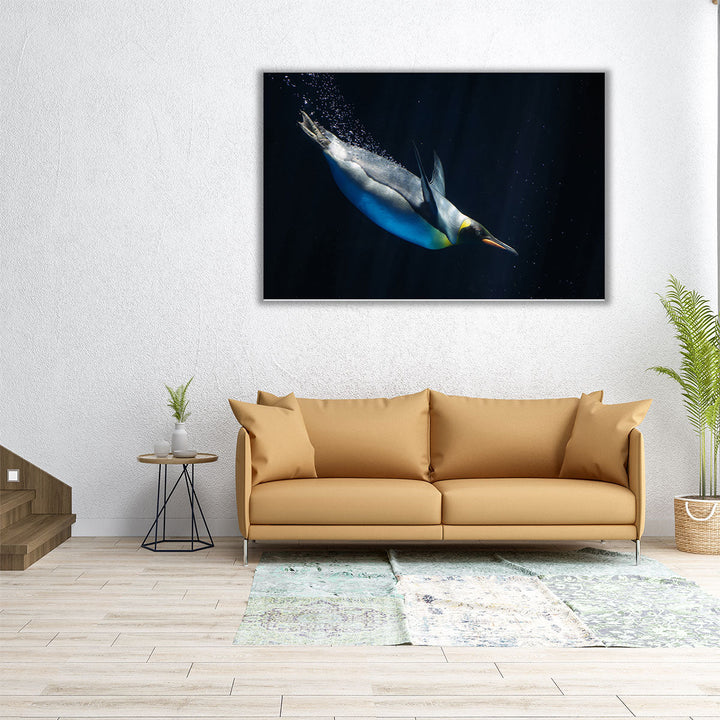 Elegant Emperor Penguin Underwater - Canvas Print Wall Art