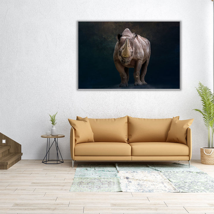 Portrait of a Black Rhino - Canvas Print Wall Art