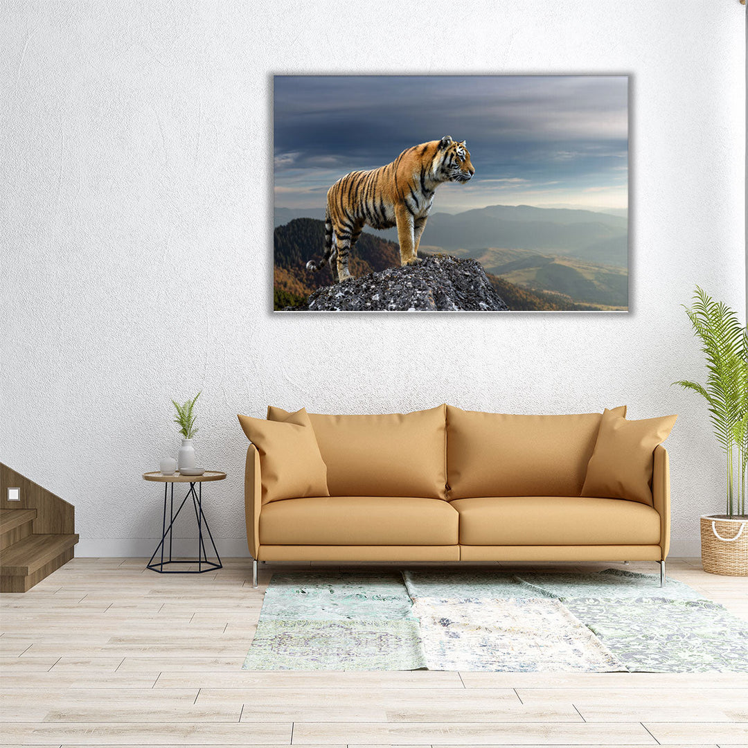 Tiger Standing On a Rock - Canvas Print Wall Art