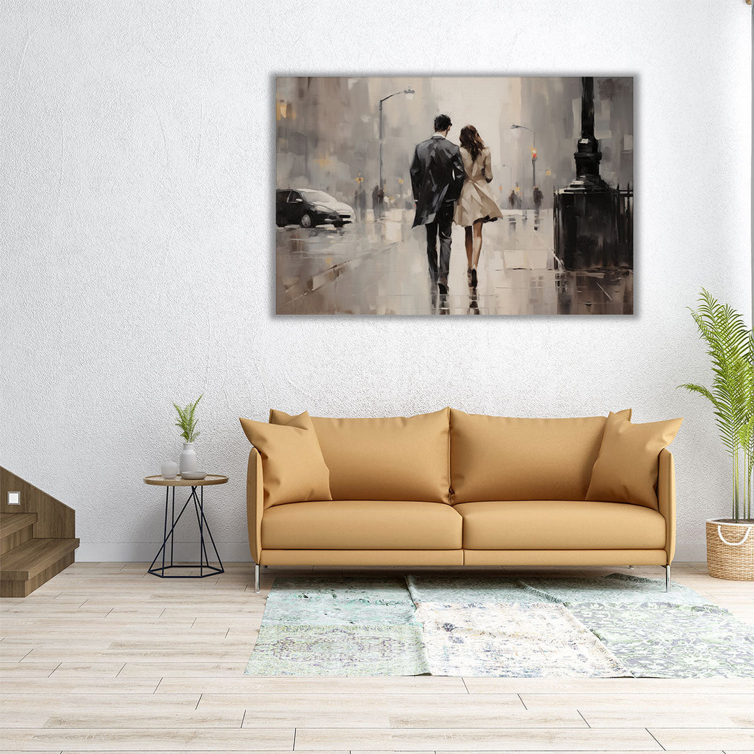 Urban Romantic Walk - Canvas Print Wall Art