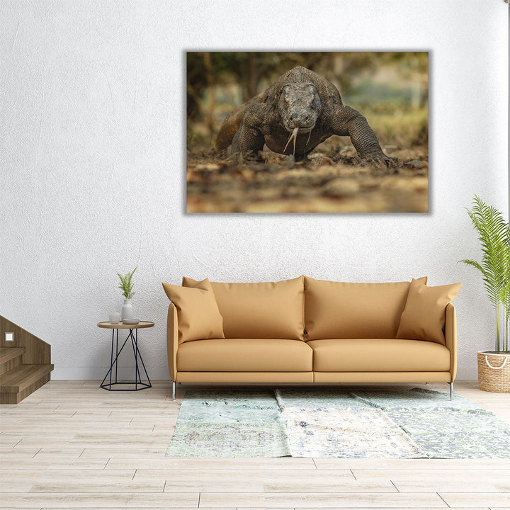 Komodo Dragon in the Beautiful Nature Habitat - Canvas Print Wall Art