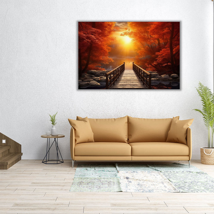 Autumn Bridge Essence - Canvas Print Wall Art