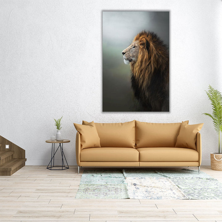 Magnificent Lion With A Large Lush Head of Hair - Canvas Print Wall Art