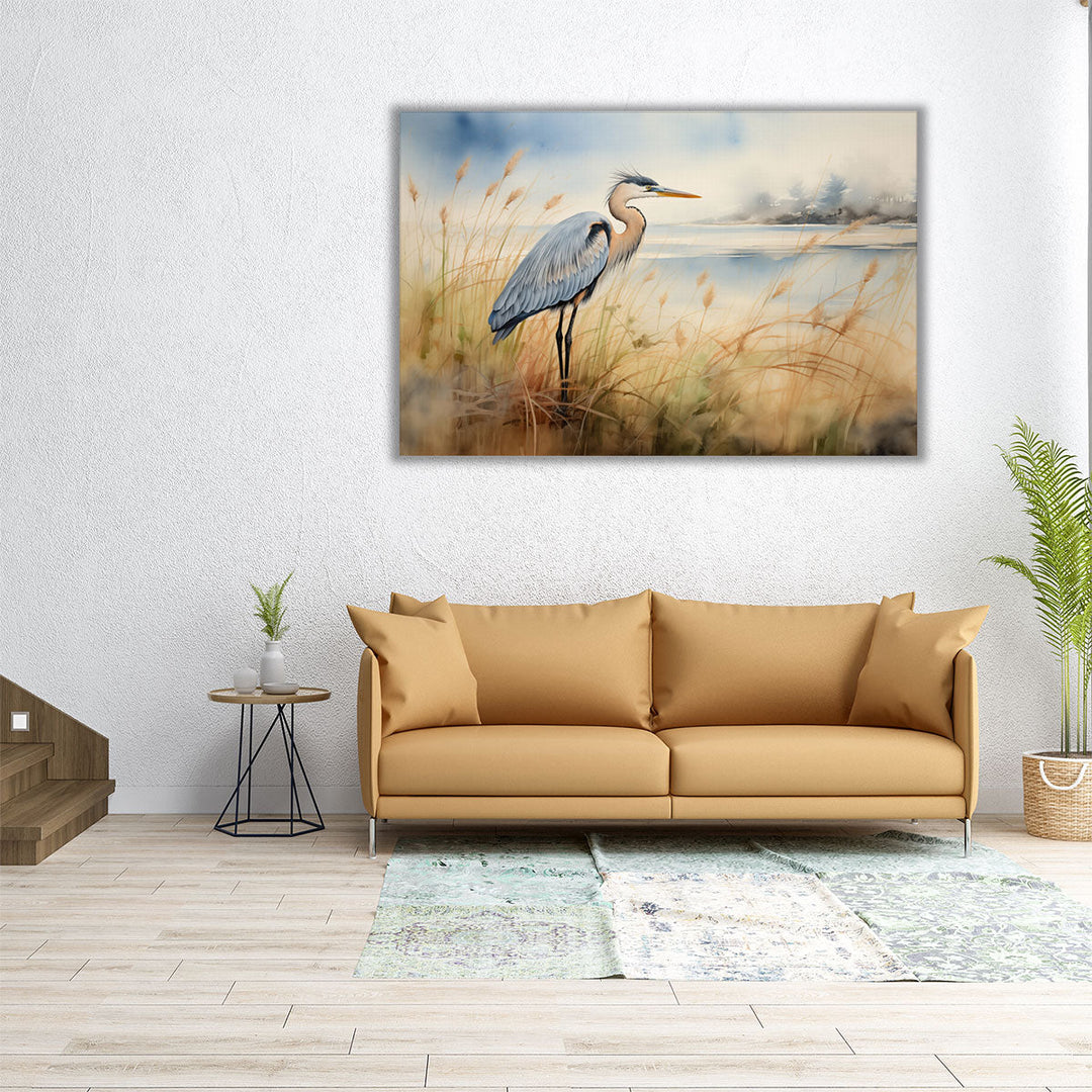 Heron's Maritime Vision - Canvas Print Wall Art