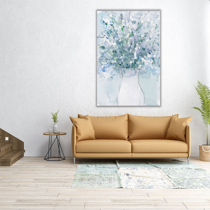 Powder Blue Arrangement in Vase I - Canvas Print Wall Art