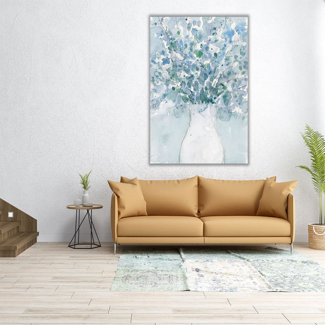 Powder Blue Arrangement in Vase II - Canvas Print Wall Art