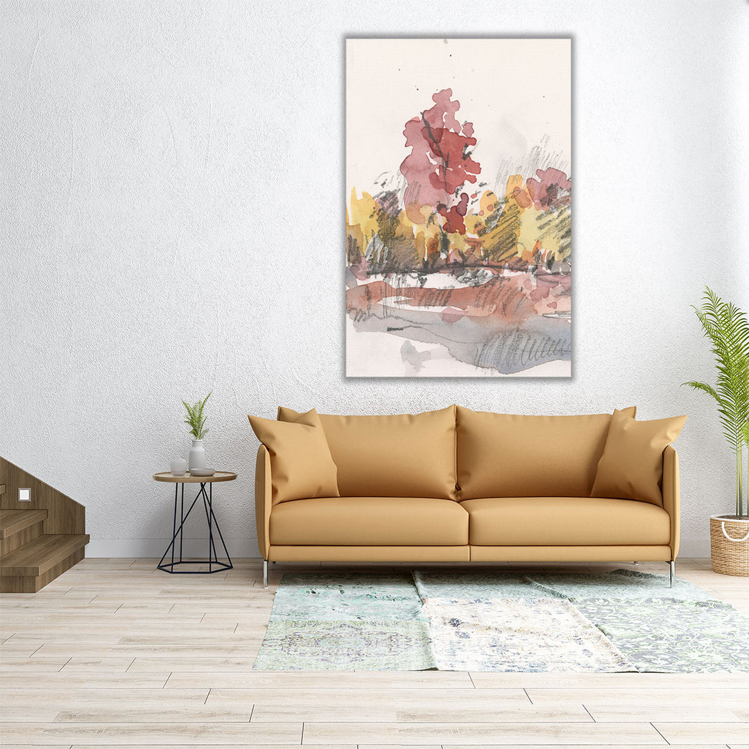 Watercolor Treeline Sketch I - Canvas Print Wall Art