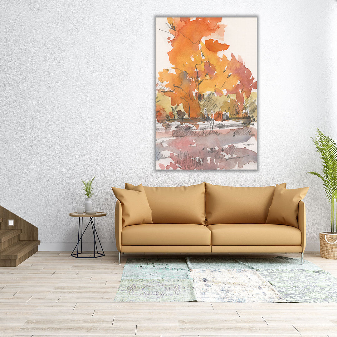 Watercolor Treeline Sketch II - Canvas Print Wall Art