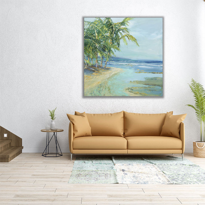 Blue Coastal Lagoon - Canvas Print Wall Art