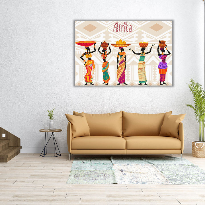 Beautiful Black African Woman in Ethnic Dress - Canvas Print Wall Art