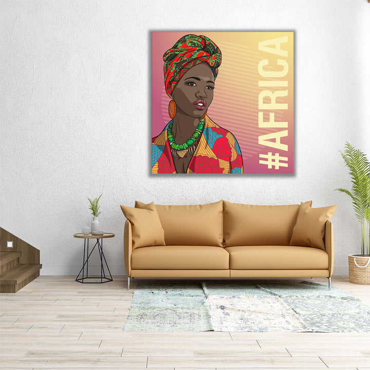 A Black African Woman In Traditional Clothing Fashion - Canvas Print Wall Art