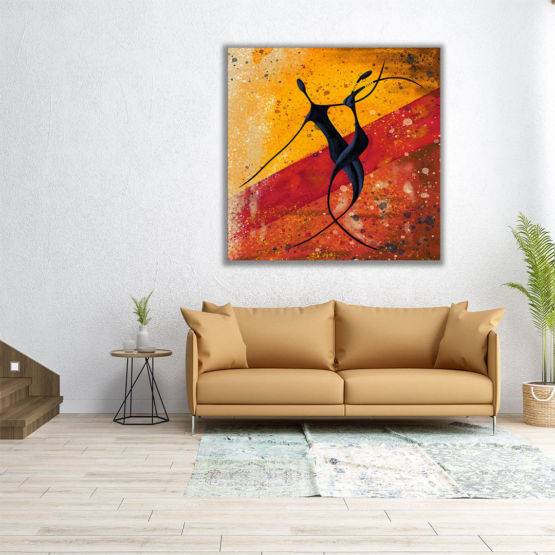 An African Couple Dance On The Floor Digital Painting Artwork - Canvas Print Wall Art