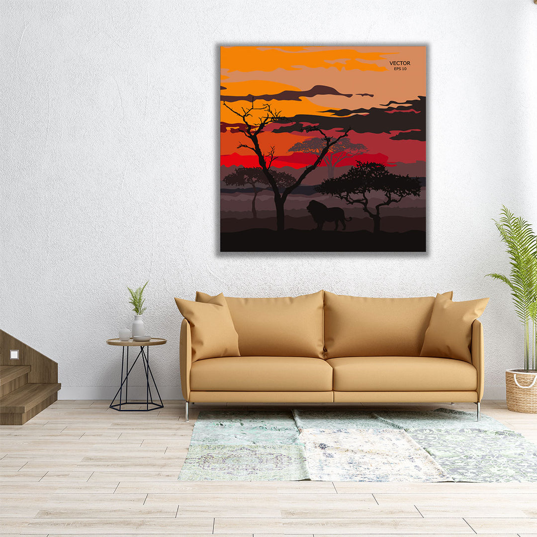 African Tribal Landscape Art - Canvas Print Wall Art