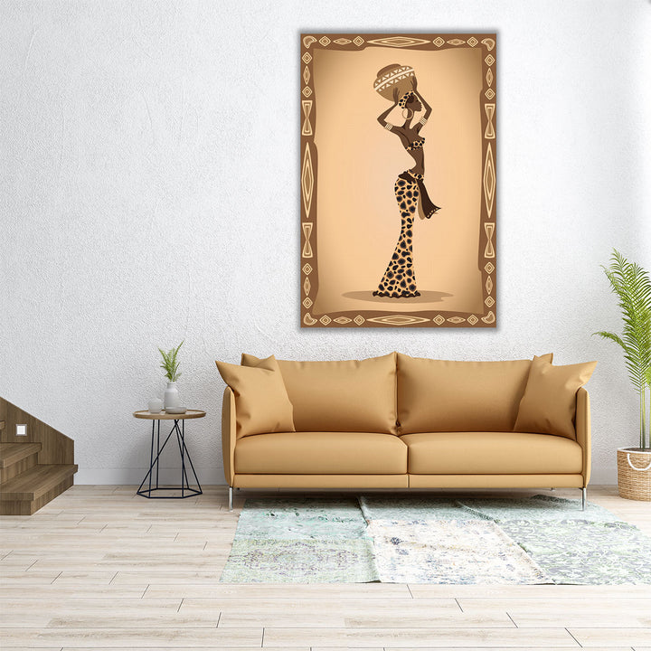 An illustration Of An African Woman in Ethic Dress - Canvas Print Wall Art