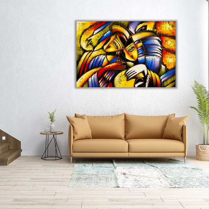 Abstract Faces Oil Painting - Canvas Print Wall Art