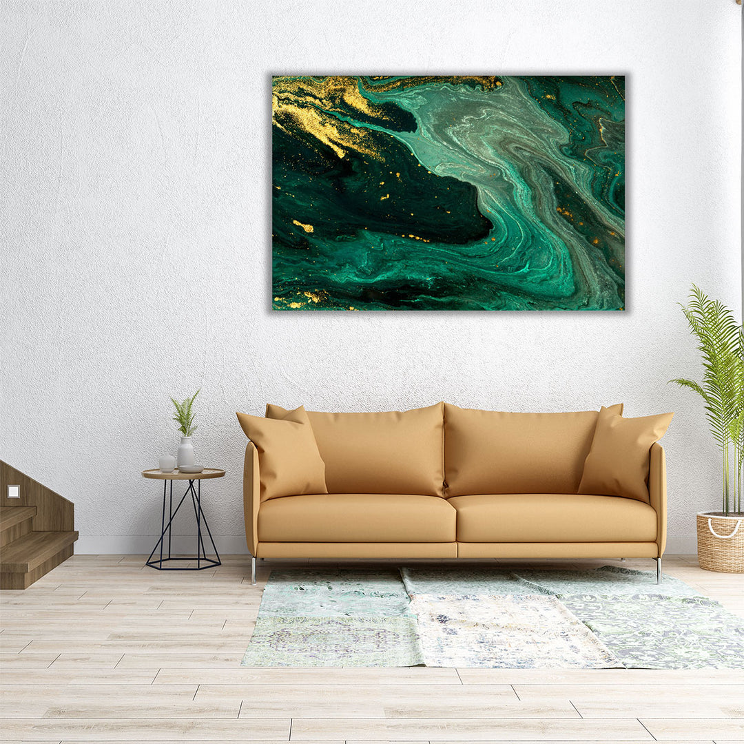 Green Marble Abstract Pattern - Canvas Print Wall Art