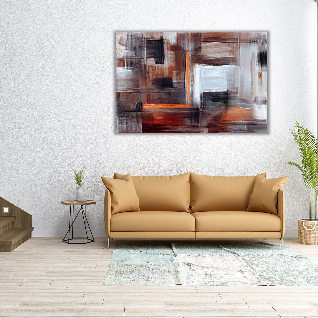 Artistic Brown Paint Strokes Modern Abstract Artwork - Canvas Print Wall Art