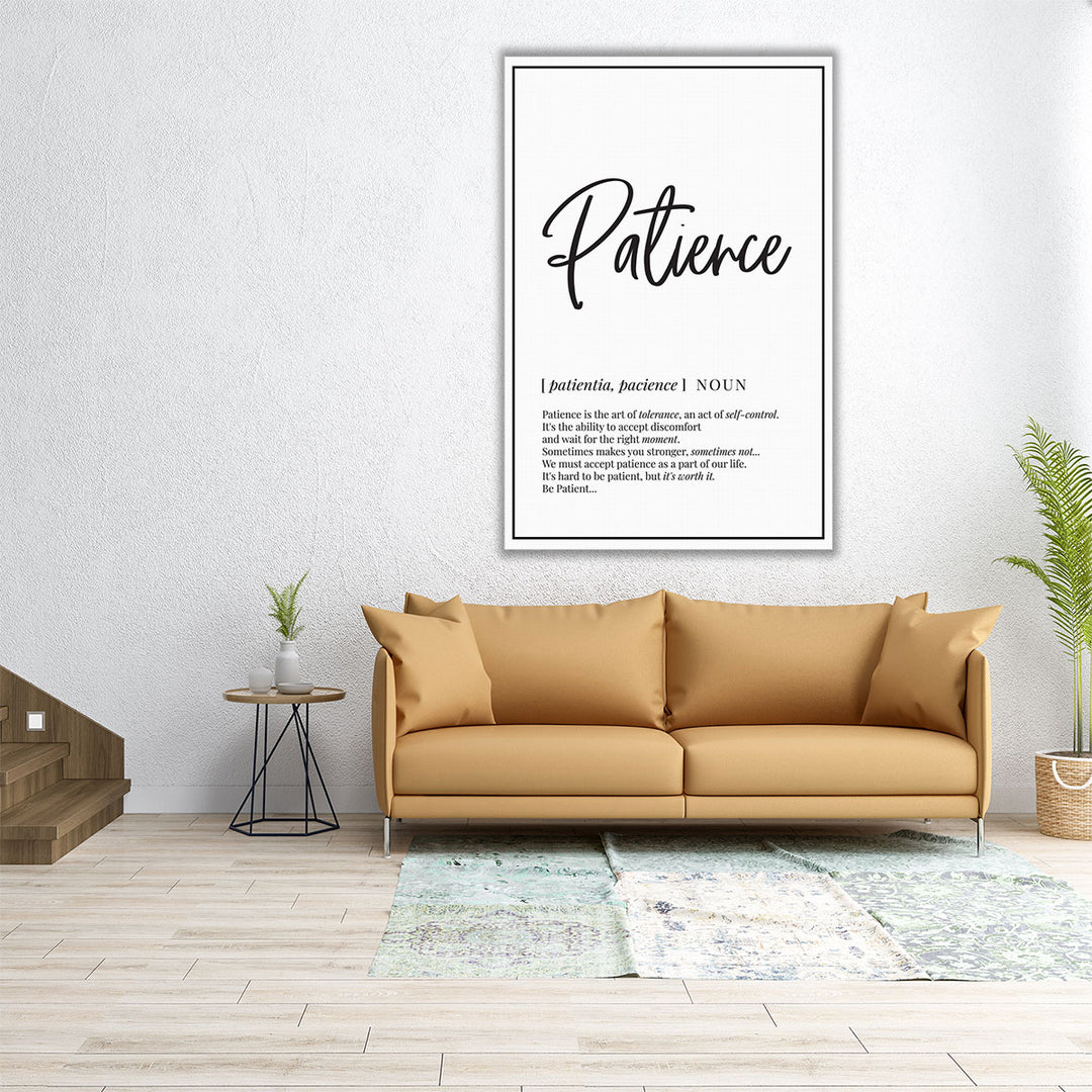 Patience Definition, Minimalist Wall Art - Canvas Print Wall Art