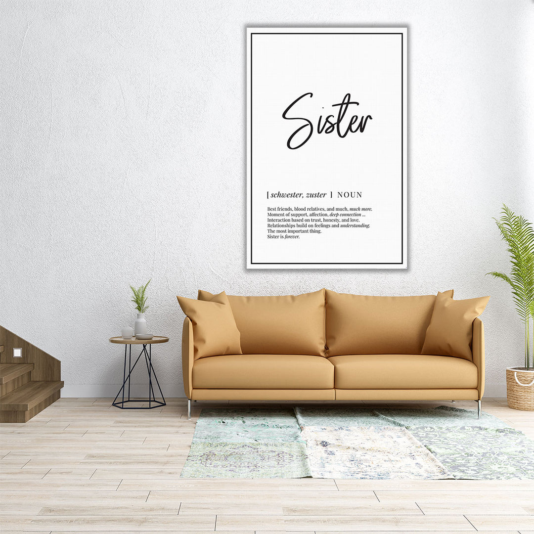 Sister Definition, Minimalist Wall Art - Canvas Print Wall Art