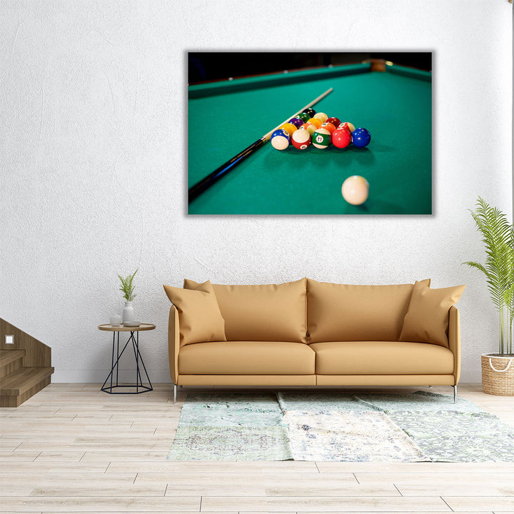 Pool Table With Props - Canvas Print Wall Art