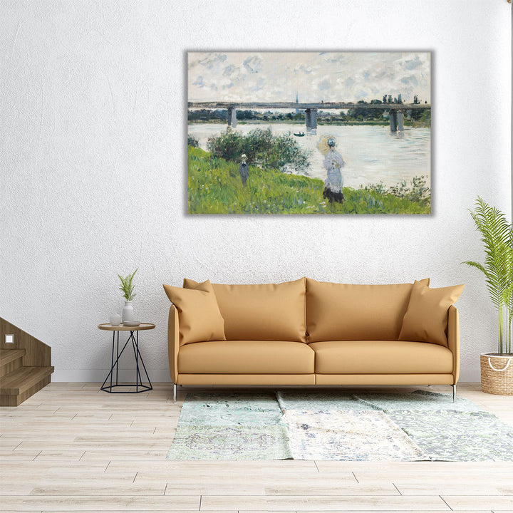 The Promenade with the Railroad Bridge, Argenteuil, 1874 - Canvas Print Wall Art