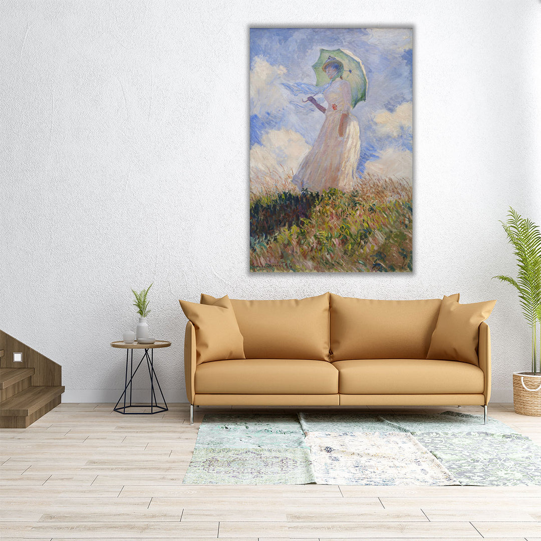 Woman With a Parasol, Facing Left - Canvas Print Wall Art