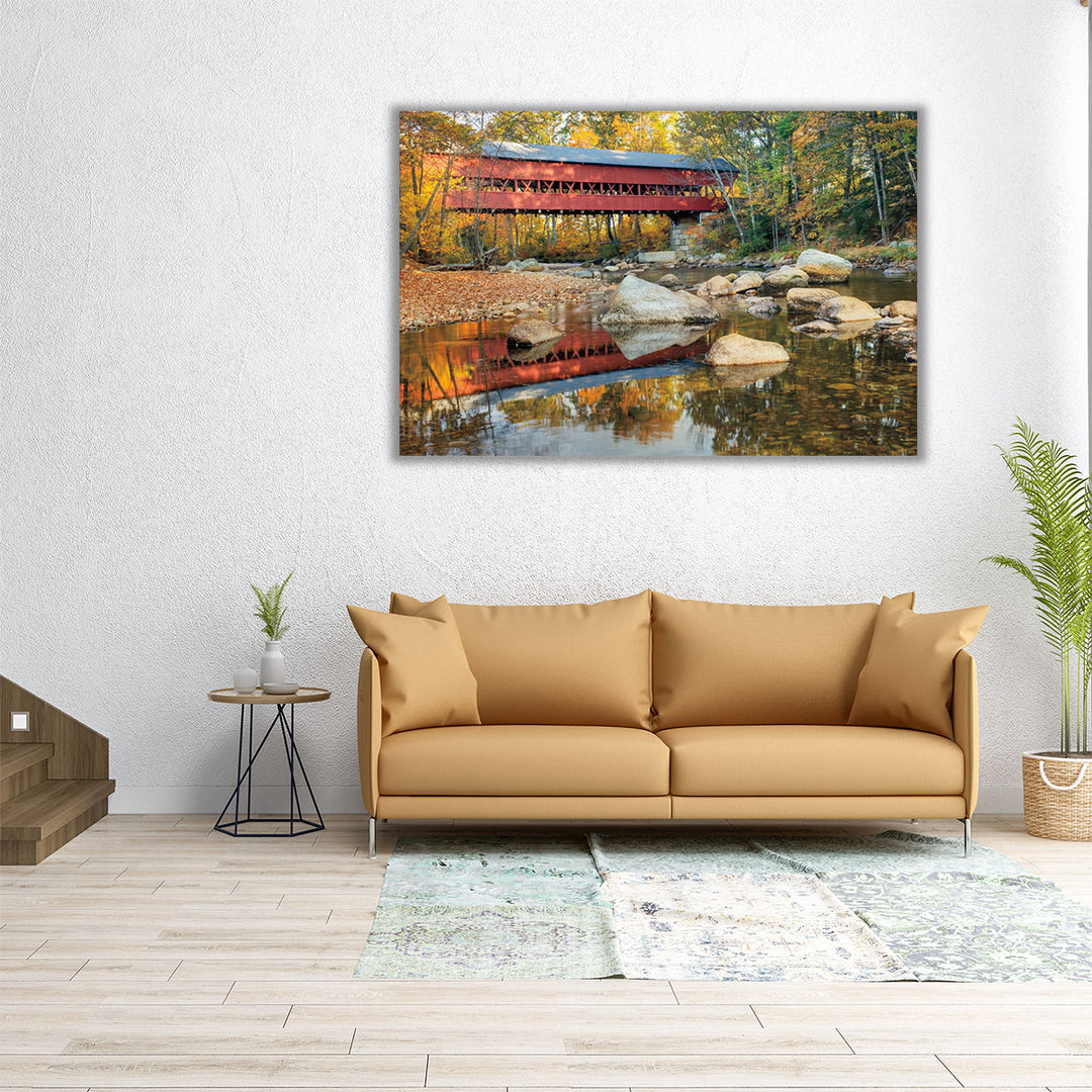 Swift River Covered Bridge - Canvas Print Wall Art