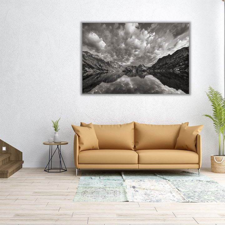 Sawtooth Lake Reflection I Black and White - Canvas Print Wall Art