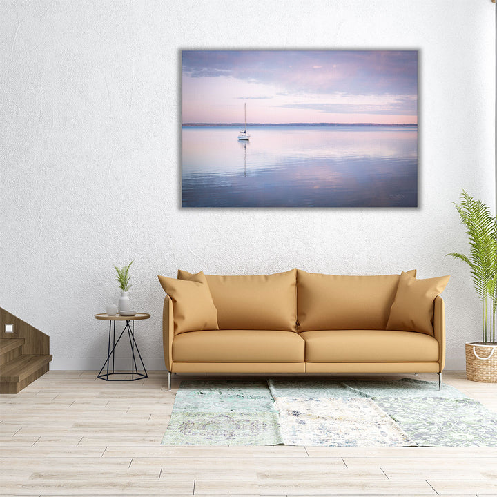 Sailboat in Bellingham Bay I Vignette - Canvas Print Wall Art