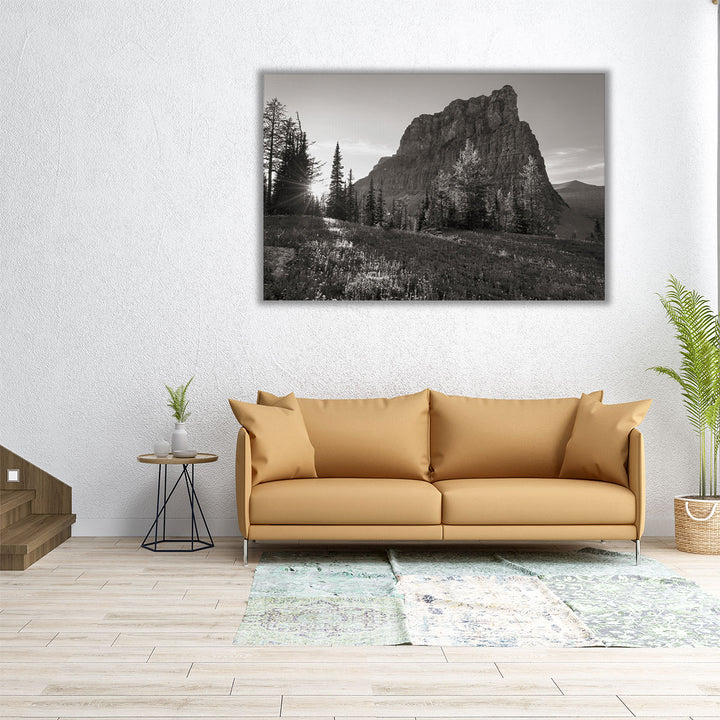 Boulder Pass Glacier National Park Black and White - Canvas Print Wall Art