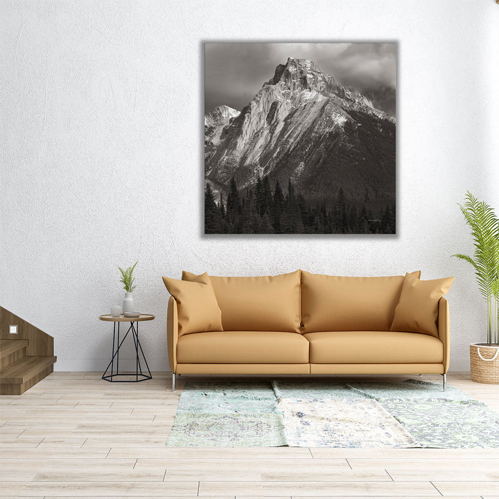 Canadian Rockies Black and White - Canvas Print Wall Art