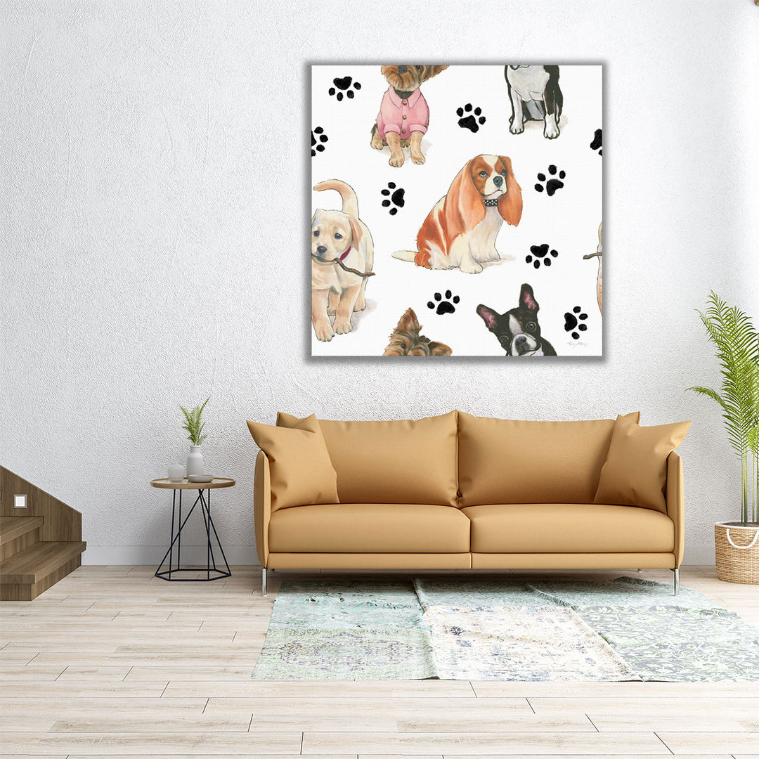 Furry Fashion Friends Pattern IX - Canvas Print Wall Art