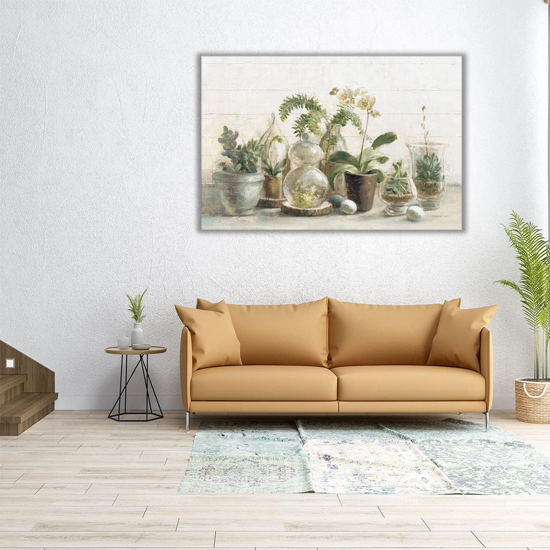 Greenhouse Orchids on Shiplap - Canvas Print Wall Art