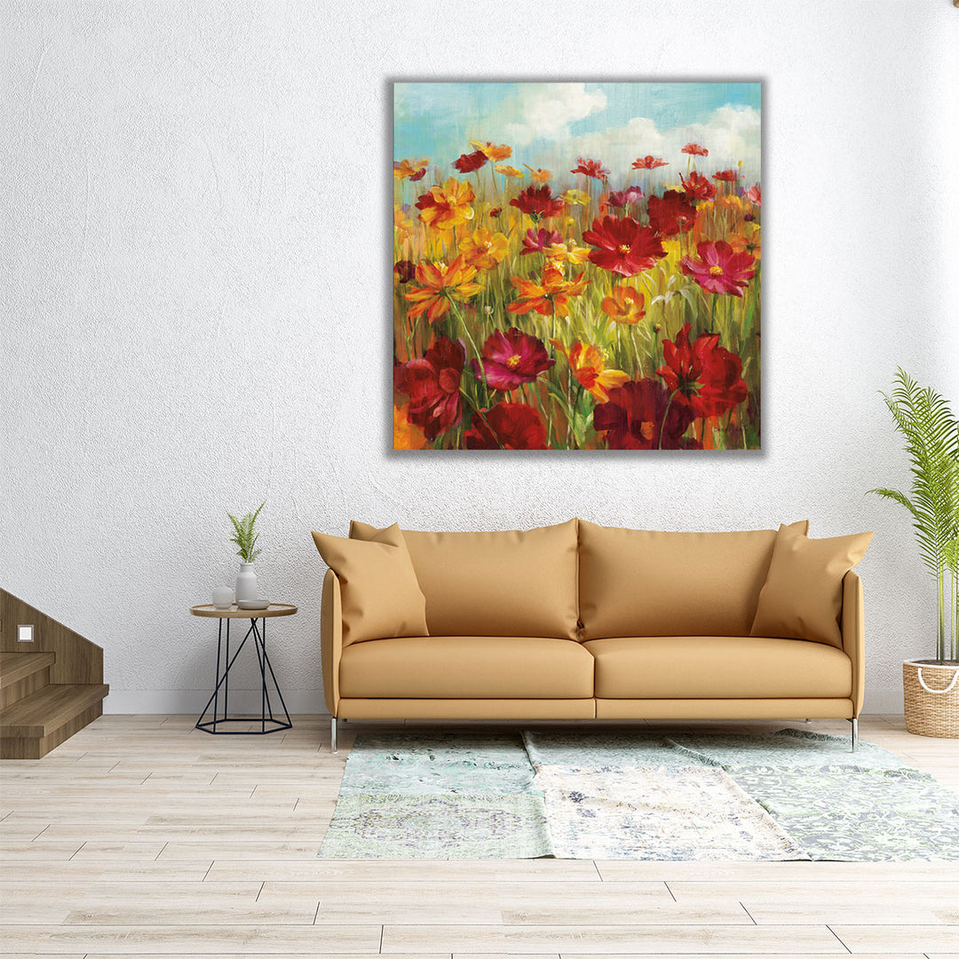 Cosmos in the Field - Canvas Print Wall Art