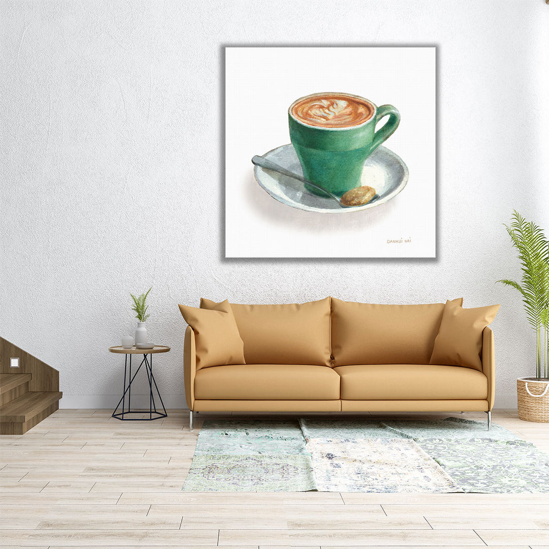 Wake Me Up Coffee II on White - Canvas Print Wall Art