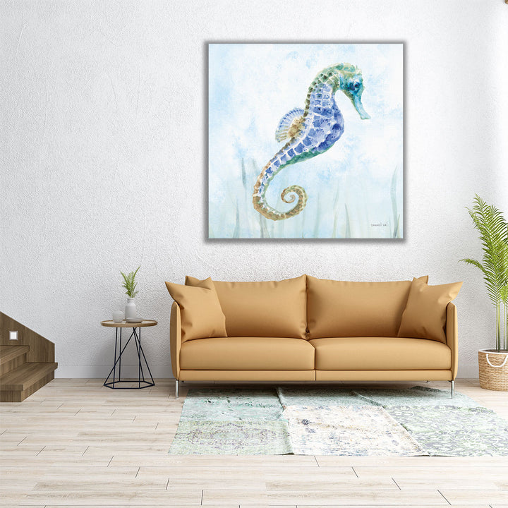 Undersea Seahorse Swimming II - Canvas Print Wall Art