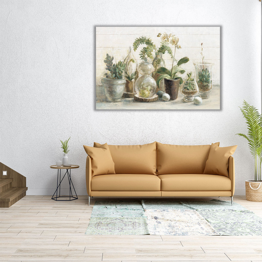 Greenhouse Orchids on Shiplap - Canvas Print Wall Art