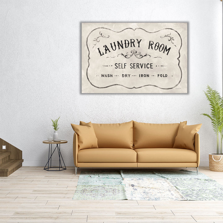 Laundry Day VII Black and White - Canvas Print Wall Art