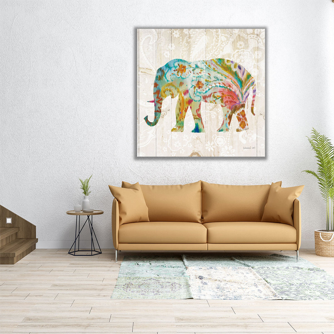 Boho Paisley Elephant II - Canvas Print Wall Art