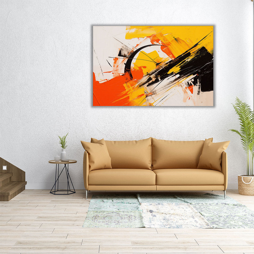 Yellow Orange Black Riot - Canvas Print Wall Art