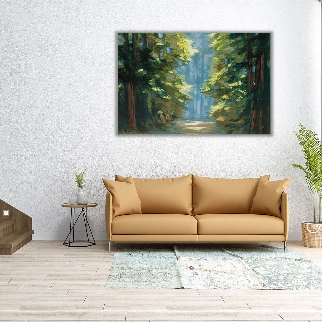 Sunlit Forest Blue - Canvas Print Wall Art