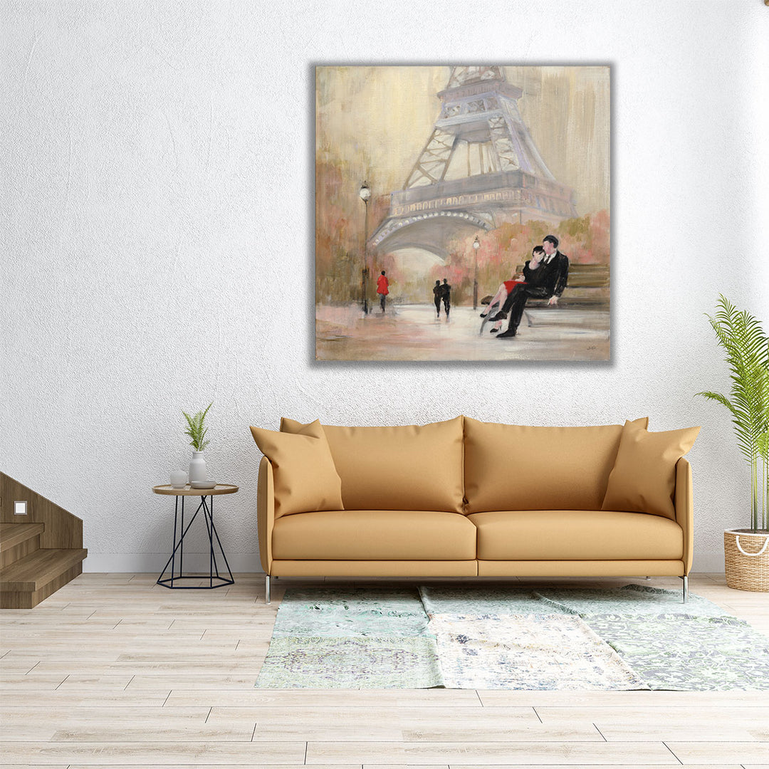 Romantic Paris I Red Jacket - Canvas Print Wall Art