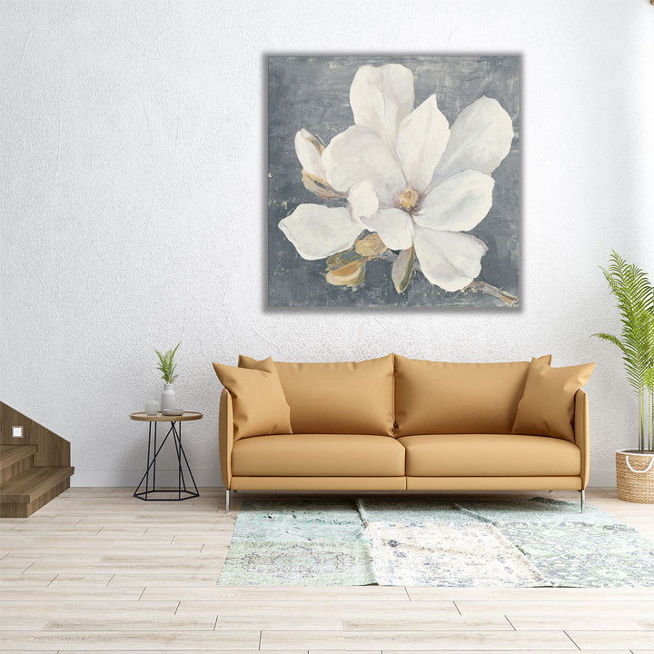 Serene Magnolia Black and White - Canvas Print Wall Art