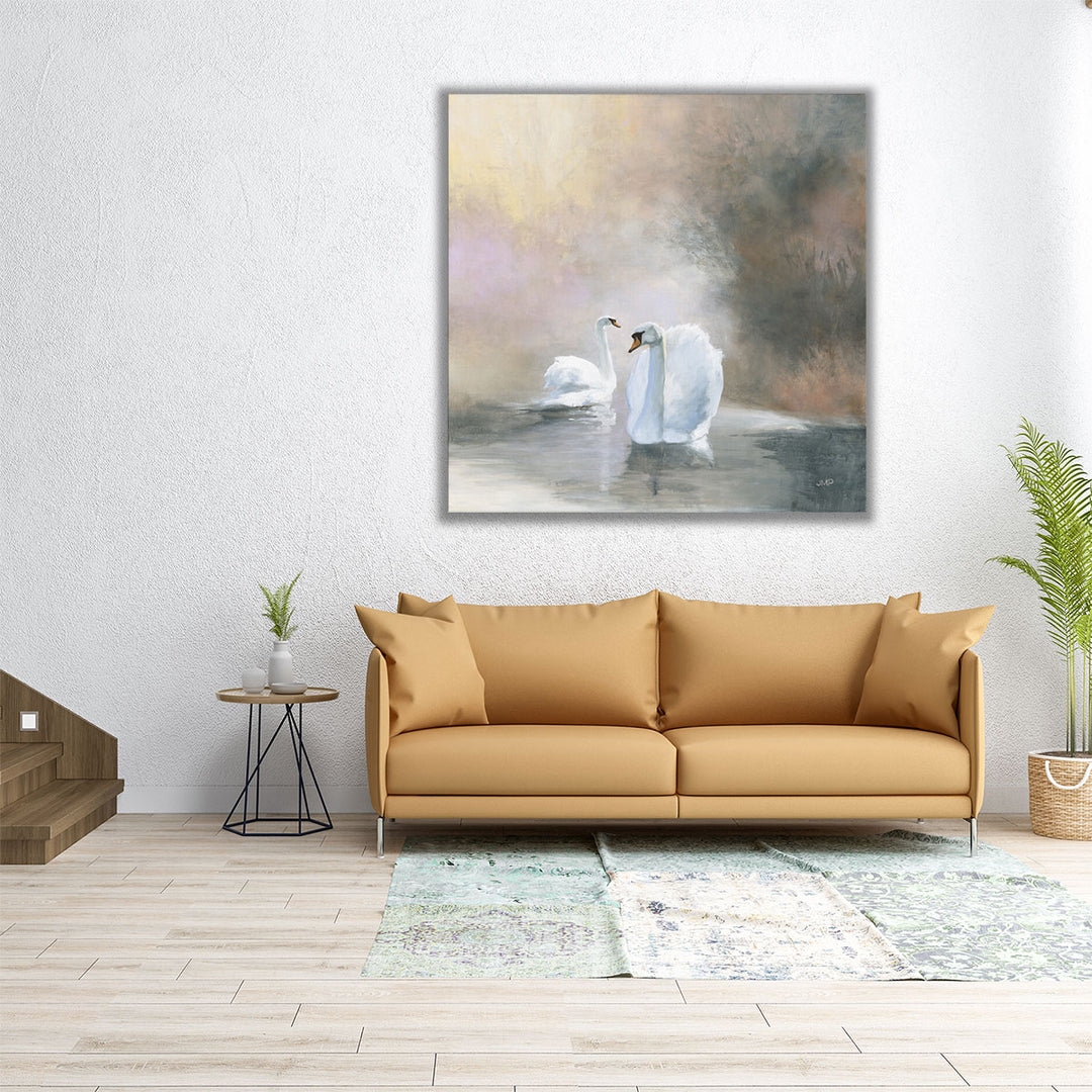 Swans in Mist - Canvas Print Wall Art