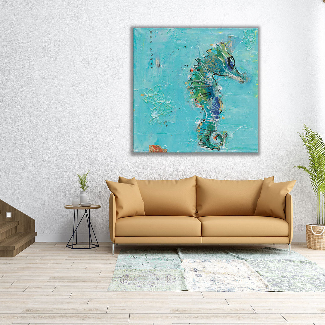 Little Seahorse Blue - Canvas Print Wall Art