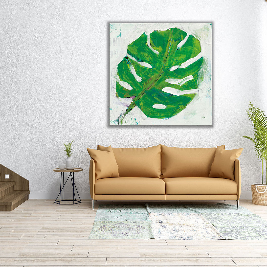 Single Leaf Play on White - Canvas Print Wall Art