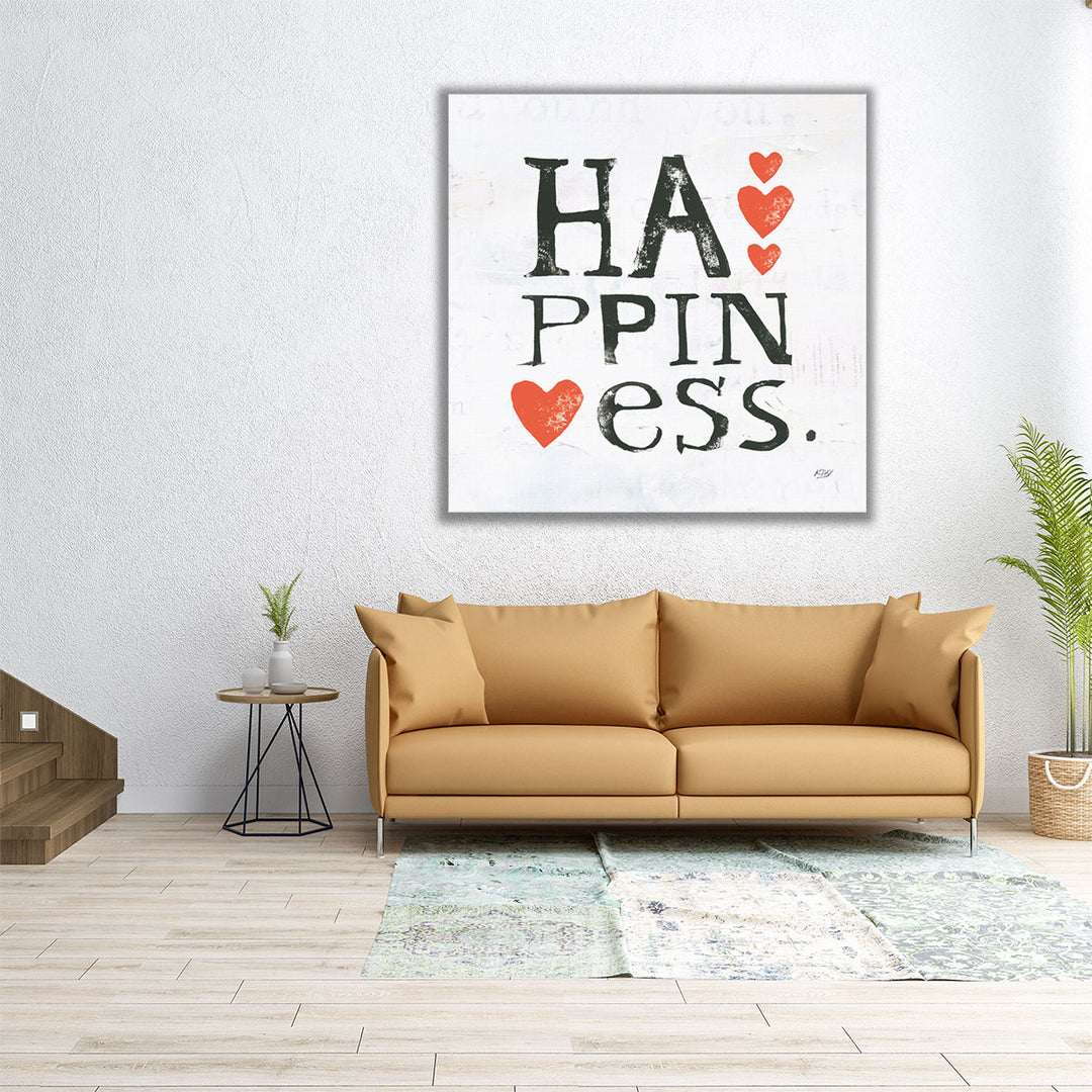 Happiness Black and White - Canvas Print Wall Art