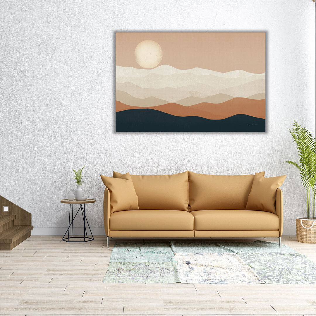 Mojave Mountains and Moon - Canvas Print Wall Art